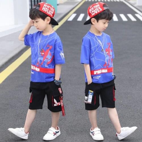 Childrens clothing boys summer suits 2021 new summer childrens short-sleeved summer style boys set