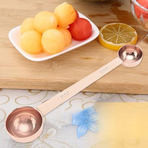 Double Side Measuring Spoon Stainless Steel Coffee Scoop Tablespoon Tool Cucchiaio dosatore doppio in acciaio inossidabile H99F