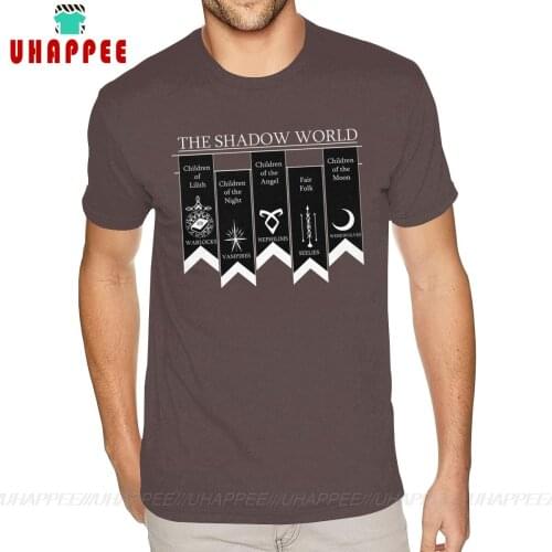 Harajuku The Shadow World Shadowhunters Tees Shirt for Men Custom Printing Short Sleeve Cotton Coffee Round Neck T Shirt