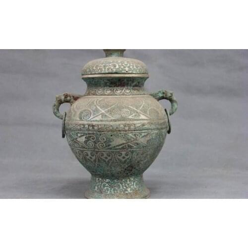 China Folk Collect old Bronze silver-gilt Royal Palace Tanks Crock Pot Jar Vase