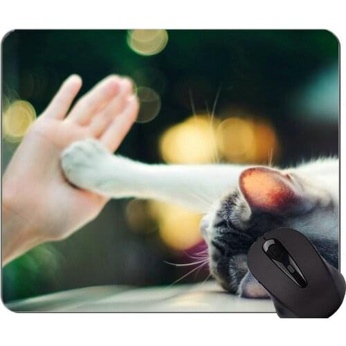Mouse Pad with Stitched Edge,Five palm cat Non-Slip Rubber Base Mousepad