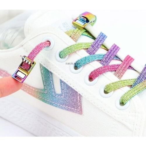 NEW Magnetic Elastic Shoelaces Flat No Tie Shoelace Candy Lazy Safety Quick Lock Laces Strings Fits All Kids Adult Fast shipping