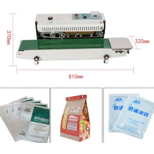 Plastic Film Food Sealing Machine Horizontal Sealing Machine Date printing Continuous Band Sealer 220V
