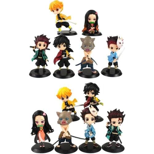 6pcs/Set 6-9cm Demon Slayer Anime Kamado Tanjirou Nezuko Zenitsu Inosuke Tomioka Giyuu PVC Action Mini Model Toys Kids Gift