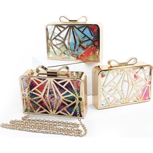 Fashion Women Evening Bags 2019 PU Leather Crossbody Bag Ladies Metal Bowknot Hasp Clutch Bags Wallet Phone Bag Party Wedding