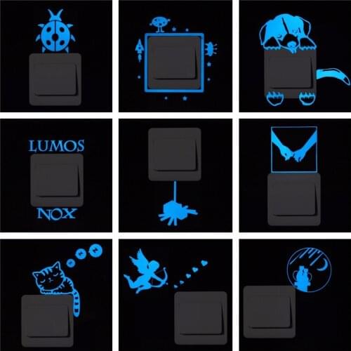 Cartoon Interesting Luminous Wall Sticker Living Children Room Bedroom light Switch Home Decoration Decal Glow in the Dark DIY
