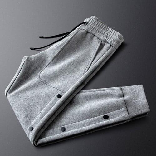 Gray quality fashion big pocket casual sports pants mens autumn cotton mens knitted sweatpants tide