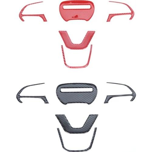 Soft Real Carbon Fiber Steering Wheel Button Panel Cover Decorative Trim for Dodge Charger 2015-2021 Interior Car Accessories