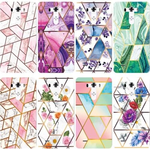 Soft Phone Case for LG Optimus G3 D855 D850 Funda Glossy Colorful Flower Silicone Phone Back Cover Geometric Marble Shell