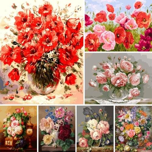 FSBCGT Painting By Number Daisy Flowers In Vase Drawing On Canvas Hand Painted Pictures By Number Art Home Living Room Decor