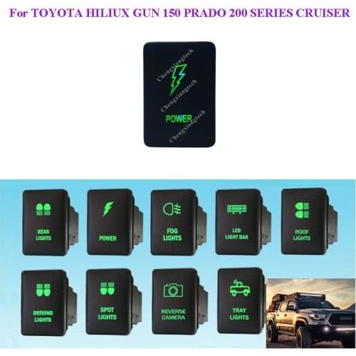 Green LED DIY Switch 12V 3Amp POWER Push Button Switch ON OFF For Hilux Prado 150 200 Toyota 2015 Rav4 + Wire
