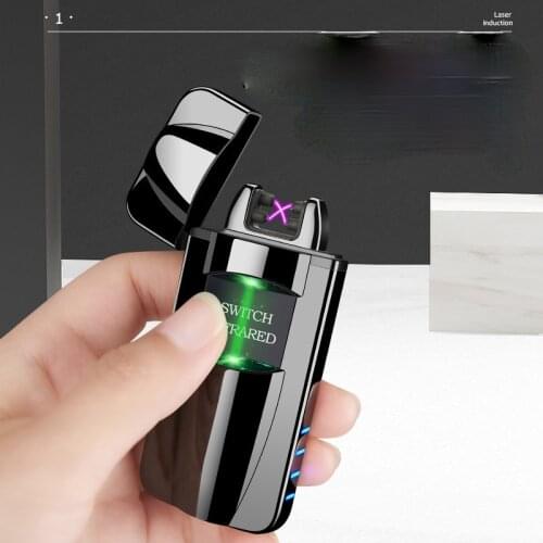 New Creative Sports Car Dual Arc Smart Laser Induction Dual Arc Windproof Lighter Power Display Briquets Et Accessoires Fumeurs
