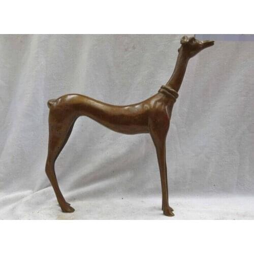 Wholesale factory 9" China brass copper finely carved beautifu exaggerated dog Sculpture Statue