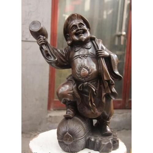 Song voge gem S1174 Classic Bronze Copper Japan God of Wealth mammon Plutus Mahakala Buddha Statue