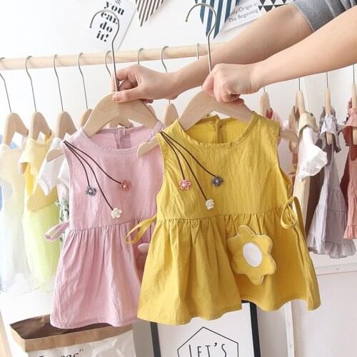 Girls Princess Dress Babys Floral Sleeveless Skirt