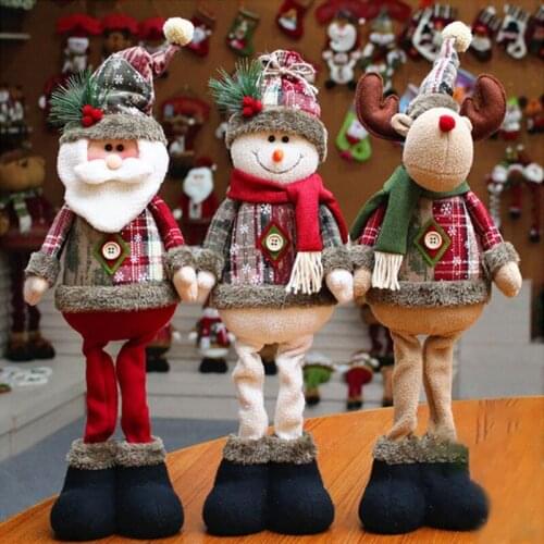 Christmas Dolls Ornament Reindeer Snowman Santa Claus Standing Doll Decoration Merry Christmas Tree Decor New Year Decoration