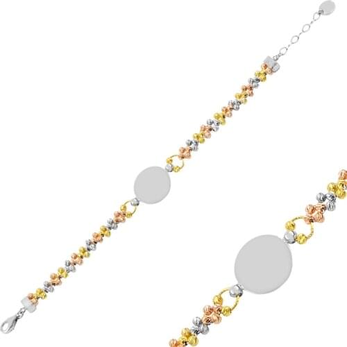 Silver 925 Sterling 3 Color Dorica Bulk Plate Bracelet