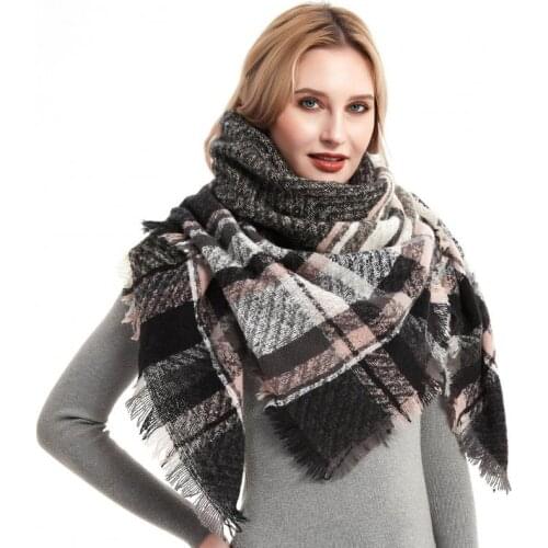 135*135CM Cashmere Pashmina Scarves New Autumn Winter Thicke Keep Warm Square Shawl Scarf Striped Fringed Wraps Bufanda Mujer