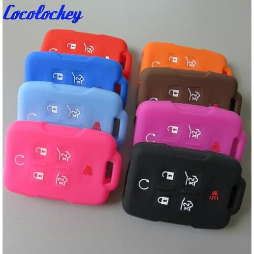 Cocolockey Silicone Car Key Cover Case Shell Holder for Chevrolet Silverado Suburban Tahoe FOR GMC Sierra Yukon No Logo