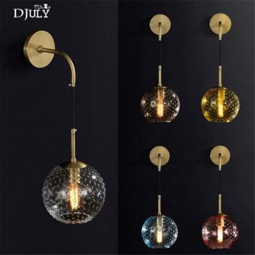 Postmodern design Wave point colored glass wall lamp for villa bedroom stairs home deco bedside lamps copper led light fixtures