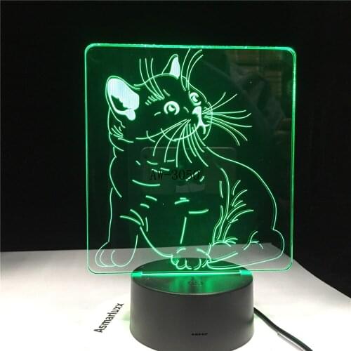 Cat Animal Desgin3D LED Night Light with 7 Colors Light for Home Decoration Lamp Light Kids Gift Party Decor Light AW-3050