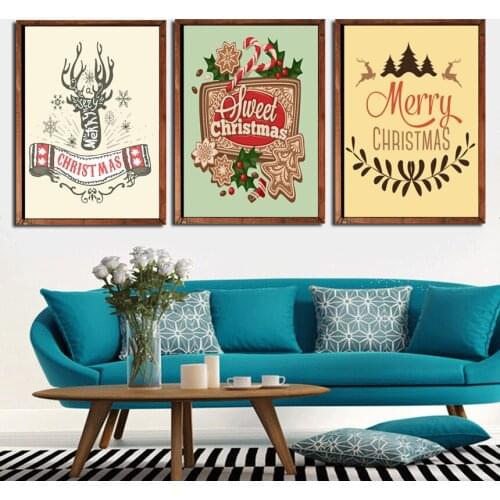 SVITY Merry Christmas Party Decorations For Home Modern Art Wall Canvas Painting Christmas Tree Santa Claus Latter Poster FA871