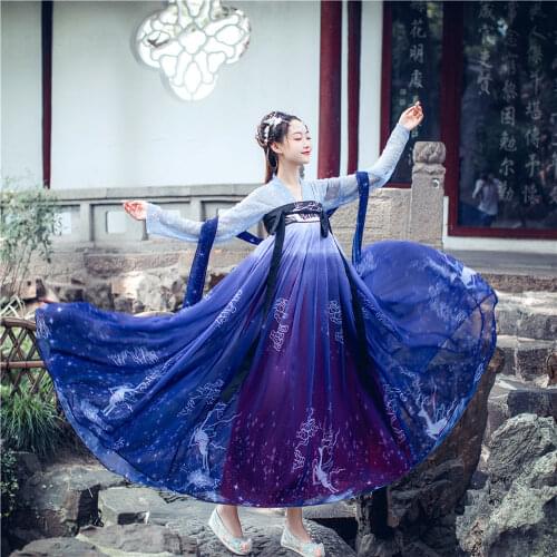Tradition Chinese Fairy Ancient Traditional Hanfu Costume Women Han Fu Tang Suit Folk Dance Dress Princess National Clothing