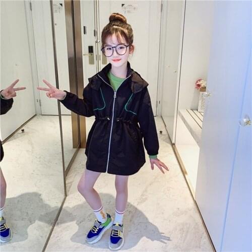 Girls Trench Jacket Childrens Clothing Trench Coat Kids Jacket Hooded Girl Korean Version Fashion Coats Trench Dust Outerwear