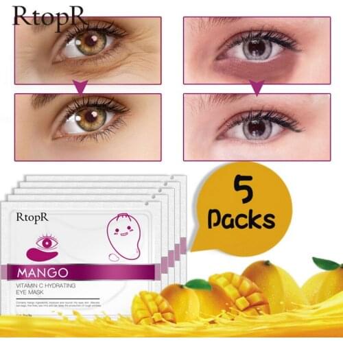 5Pairs Mango Vitamin C Hydrating Eye Mask Eliminate Dark Circles Whitening Anti-aging Firming Eye Skin Care Moisture Eye Patch
