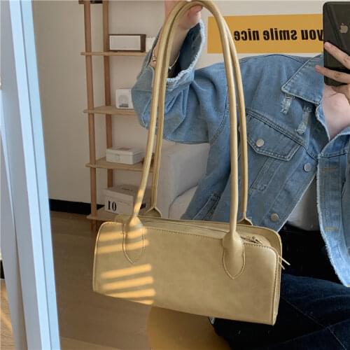Vintage Design Women Tote Shoulder Bags Soft PU Leather Ladies Large Capacity Purse Handbags Solid Color Female Underarm Bag