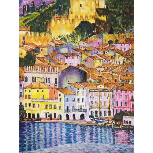High quality Oil painting Canvas Reproductions Malcesine on Lake Garda,1913 by Gustav Klimt Painting hand painted