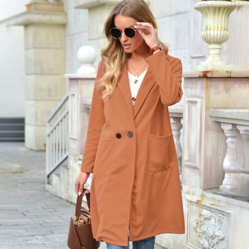 2020 Winter Women Wool Jacket Trench Coat Long Sleeve Pocket Vintage Outwear Streetwear Female Clothes Office Ladies Plus Size