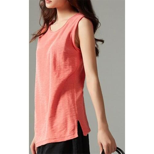 New Casual Big Size M-2Xl Women Cotton Linen Vest Solid O-neck Tanks Tops Summer Outfits Lady Short paragraph Bottomings WZ827