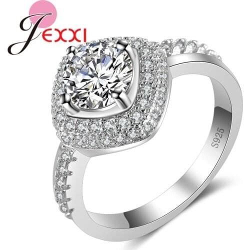 925 Sterling Silver Geometry Finger Rings For Women 2019 New Fashion Accessories JewelryGirl Luxury Cubic Zirconia Bague