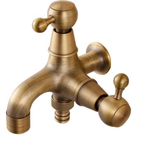 1PC New Style Anti-bronze Bibcock Faucet Brass Wall Mounted Double Using Bathroom Washing Machine Faucet Outdoor Garden Mixer