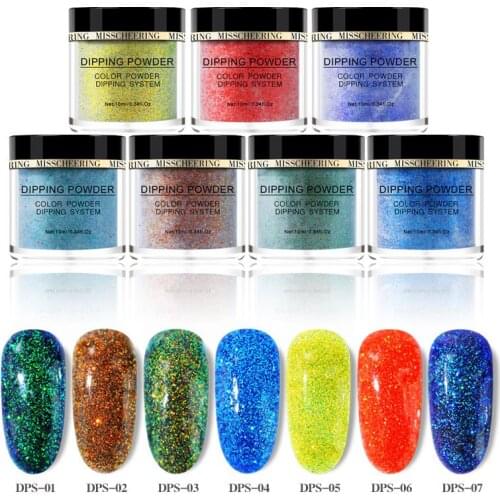 10ml Dipping Nail Powder Nail Polish Holographic Glitter Powder Natural Dry Color Nail Polish Manicure Chrome Pigment Dust