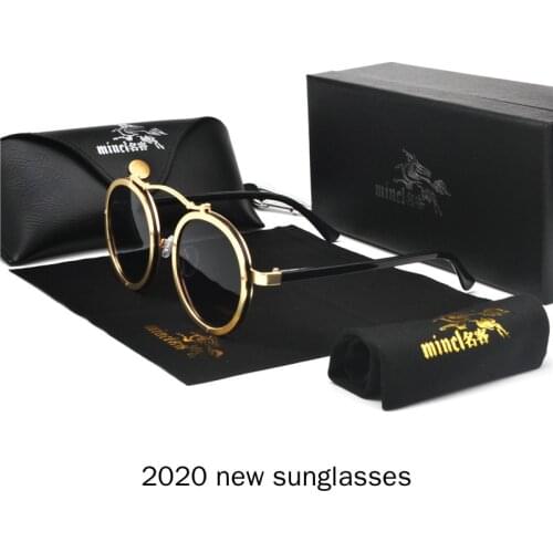 2020 New Fashion Punk Sunglasses Brand Design Metal Round Sunglass Men Women Vintage Punk Sun Glasses UV400 Shades NX
