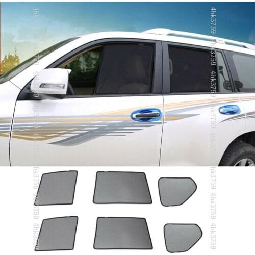 6pcs For Toyota Land Cruiser Prado 2010-2020 ABS Car Window Sun Shade Shield Blind Mesh trim Car Styling Accessories