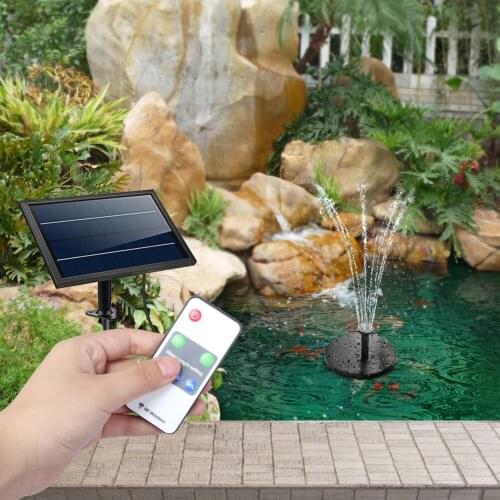 9V 8W Remote Control Floating Solar Fountain Pump with Light for Garden Outdoor Landscape Decor
