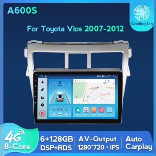 HD 1280*720 Android 11 DSP 4G LTE for Toyota Vios 2007-2012 Car Radio Multimedia Video Player GPS Navigation 2 Din
