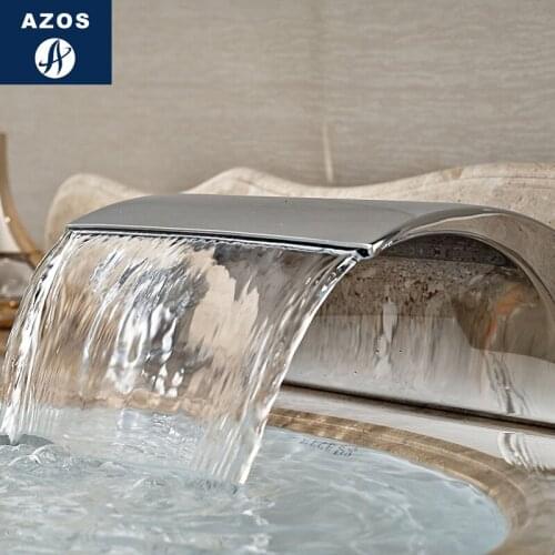 Azos Split FaucetWaterfall Waterfall Brass Chrome Cold and Hot Switch Bathroom Below Counter Basin Hotel Double Handle Three Ho