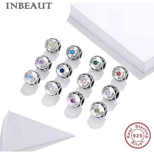 Genuine 100% 925 sterling silver twelve constellation metal beads fit original bracelet charm woman DIY fashion gift jewelry