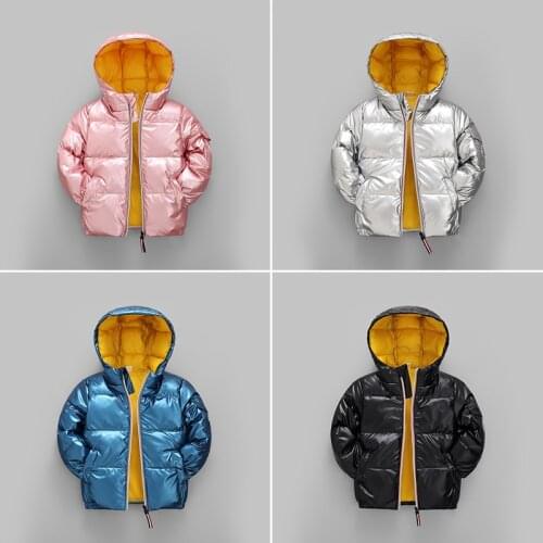 Autumn Winter Kids Jacket Keep Warm Fashion Solid Color Windproof Windbreaker Hooded Zipper Christmas Boy Coat Children Clothing