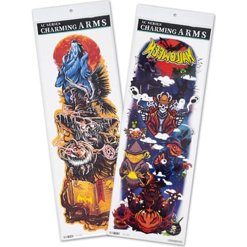 Halloween Large Size Skull Tattoo Sticker For Women Men Body Art Tatto Terrorist Dark Style Death Fake Tatoo Full Arm