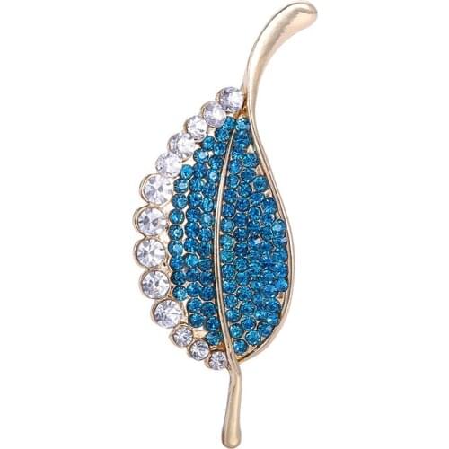 Europe And America Classic Leaf Brooch Pins Fashion Brand Plant Crystal Brooches For Women Trendy Gold Color Fine Jewelry