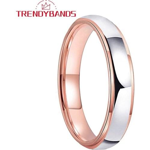 4MM Rose Gold Tungsten Carbide Engagement Rings For Women Men Wedding Band High Polished Shiny Comfort Fit