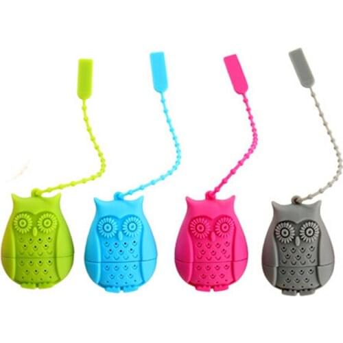 Hot Selling Owl Tea Bags Strainers Silicone Teaspoon Filter Infuser Silicone Filtration