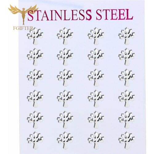 Wholesale Stainless Steel Jewelry Simple Gold Silver Color Stud Earring Lift of Tree Stud Earrings Piercing Ear Jewelry
