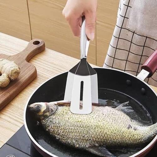 304 Stainless Steel Frying Shovel Clip Fried Fish Pizza Steak Shovels Home Kitchen Pancakes Frying Fish Shovel Fork BBQ Tool