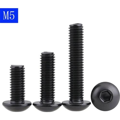 M5 - 0.8 5mm Black 304 Stainless Steel Button Head Socket Cap Screws Metric DIN 7380 Bolts